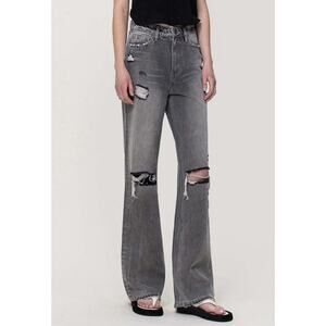 VERVET Gray Wash 90’s Vintage Super High Rise Distressed Flare Jeans